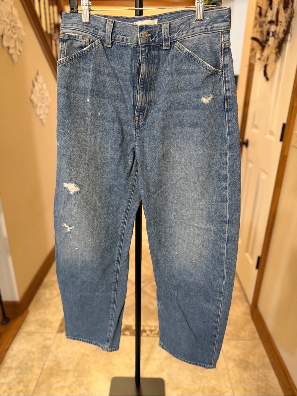 Madewell The Balloon Jean Size 29 Distressed High Rise Light Wash Jeans